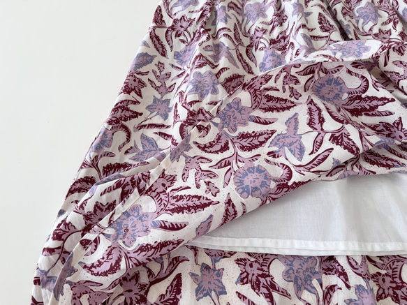 Cotton Batik 素材ロングスカート　* 銅板型押しタイプのロウケツ染め生地 *　 6枚目の画像