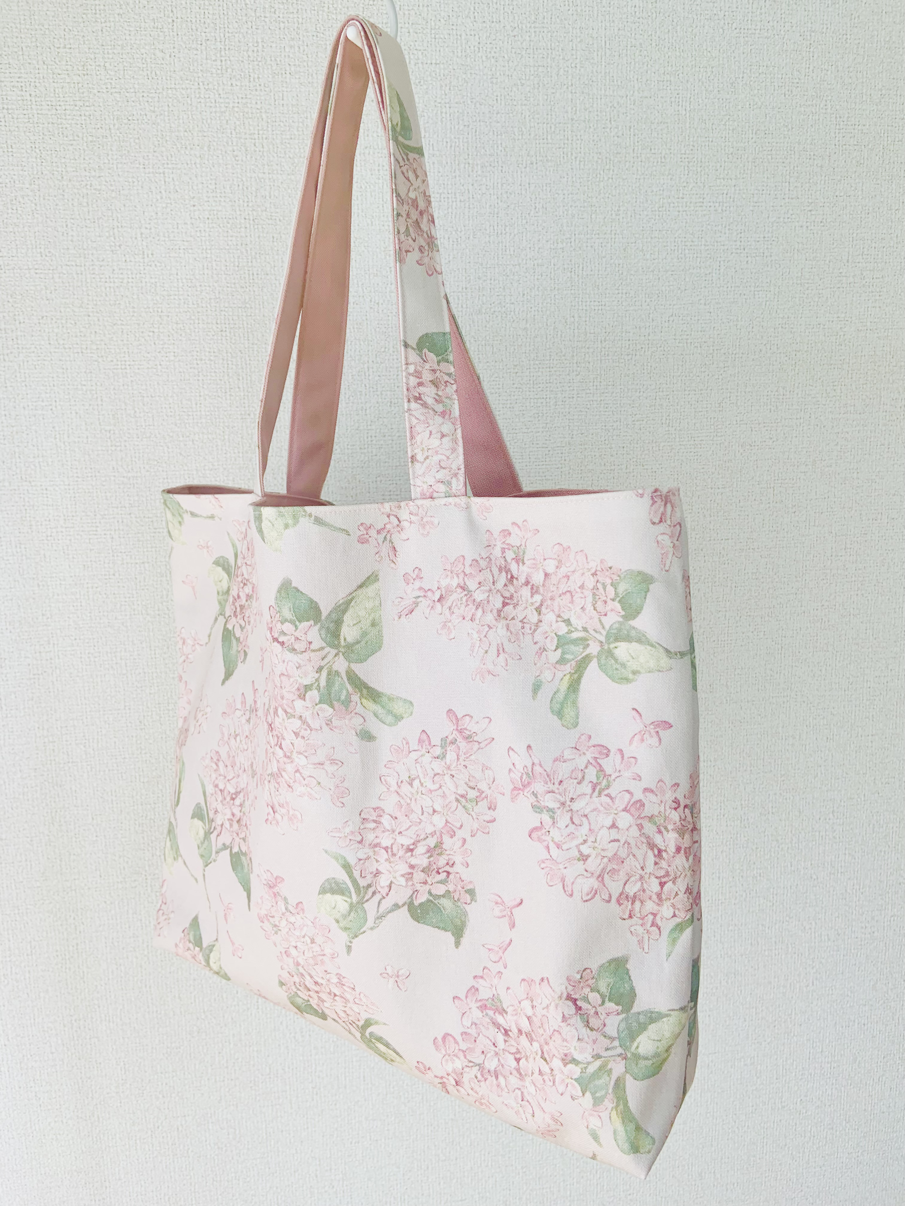 大人のマチありレッスンバッグ　リバティ　アーカイブライラック　ピンク　マチあり　帆布バッグ