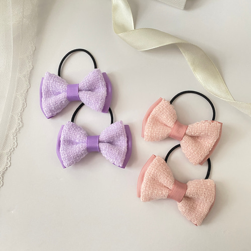 No.545 キッズ　ヘアゴム　リボン　ハンドメイド　ツイン No.545 キッズ ヘアゴム リボン ハンドメイド ツイン