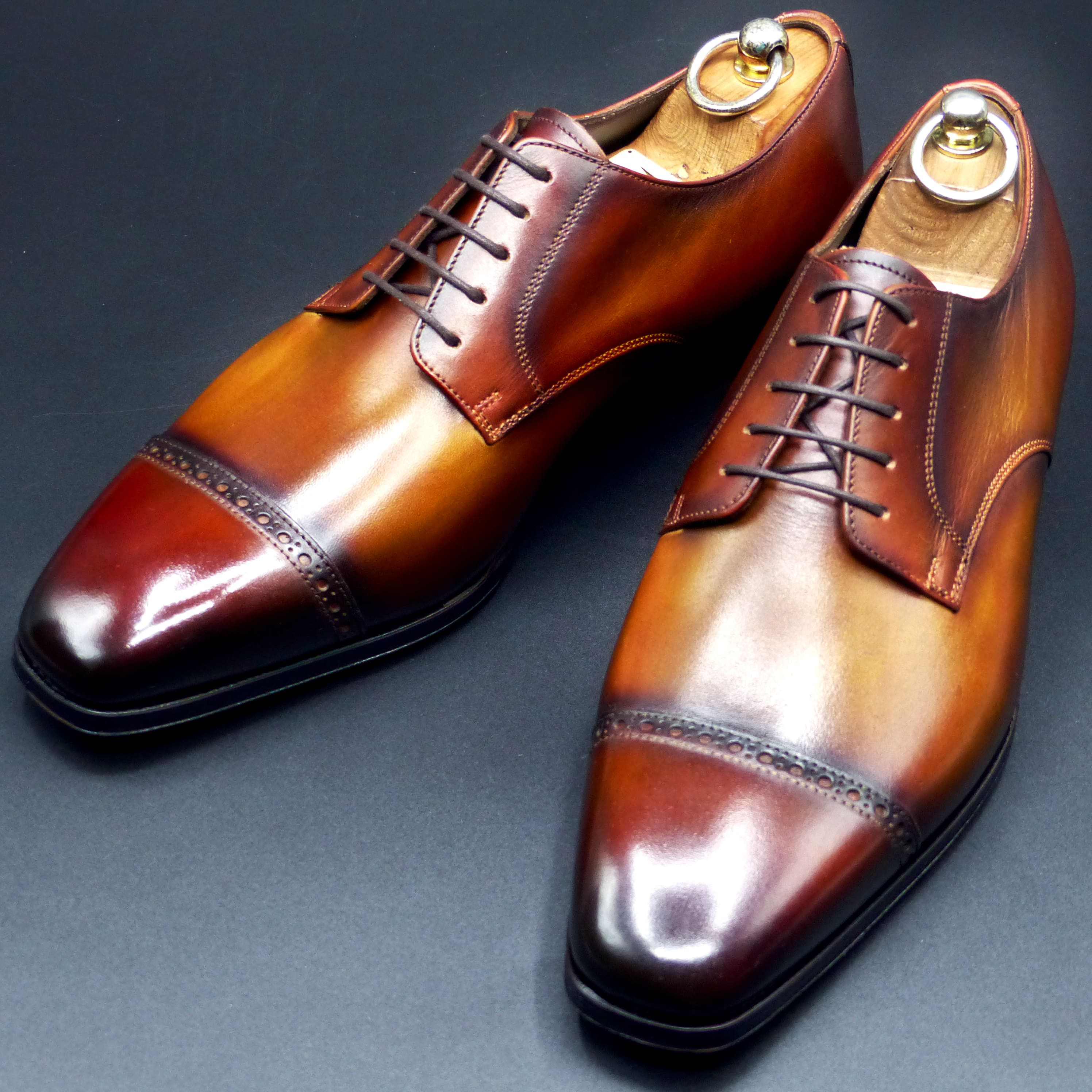 【3D・フルマッケイ製法】 FD-110 26.5cm  伝統色 檜皮色 パティーヌ仕上げ  パンチドキャップ