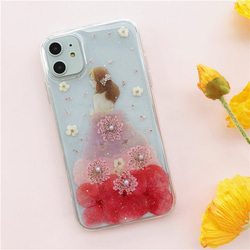 お姫様ドレス iPhone16e/16ProMax/GalaxyS25 押し花ケース