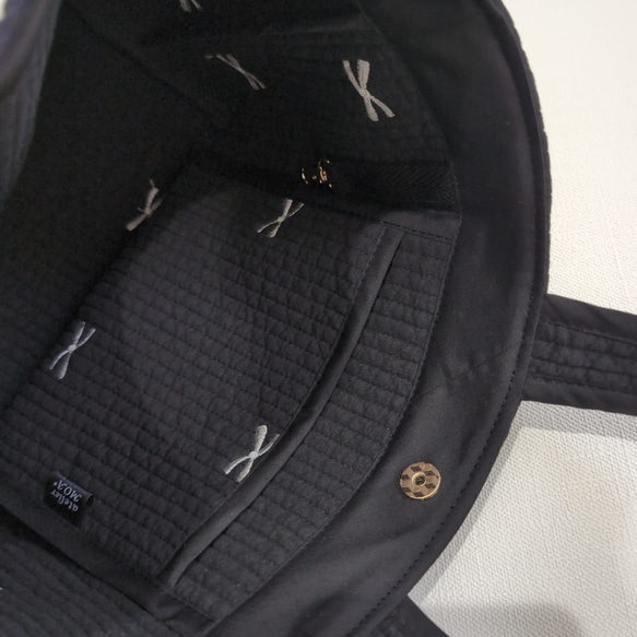 ✱受注制作✱ヌビバッグ Mサイズ/ヌビトートバッグ /ランチトート/ ブラック×リボン刺繍/ホワイト 5枚目の画像