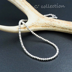 C2N-19 ナバホパール シルバービーズネックレス 50cm ハンドメイド