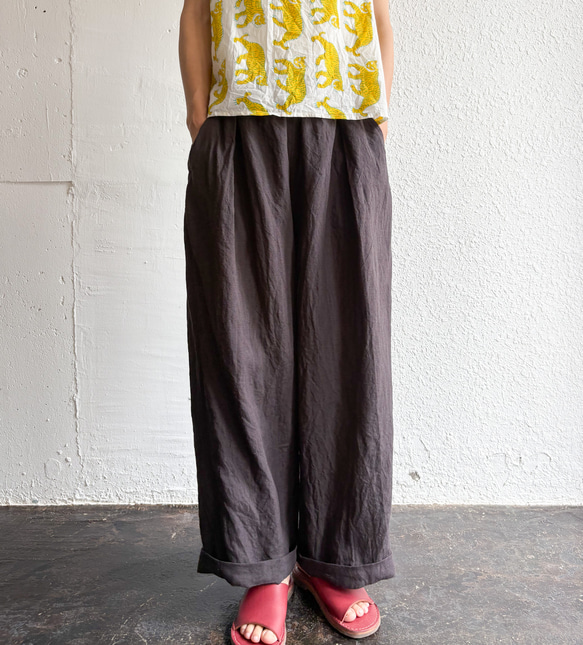 Ramie/Linen タックワイドパンツ 10枚目の画像
