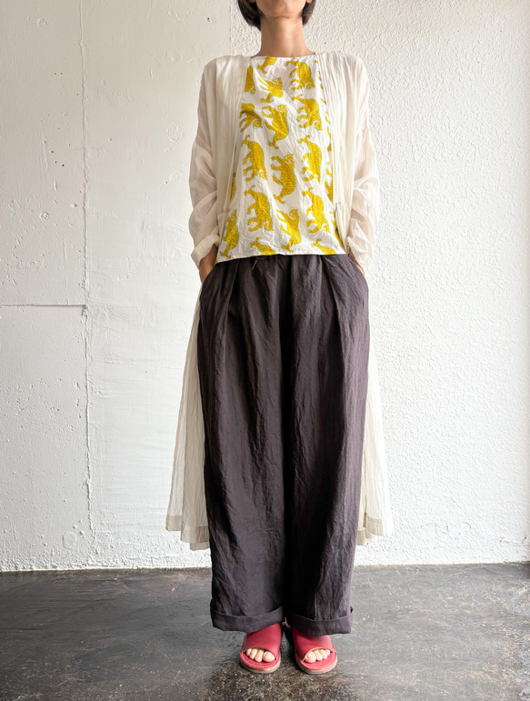Ramie/Linen タックワイドパンツ 8枚目の画像
