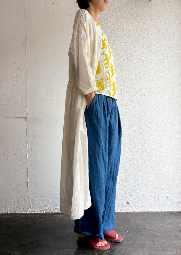 Ramie/Linen タックワイドパンツ 2枚目の画像