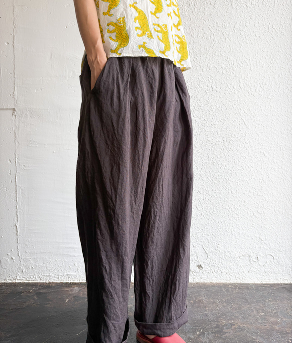 Ramie/Linen タックワイドパンツ 9枚目の画像