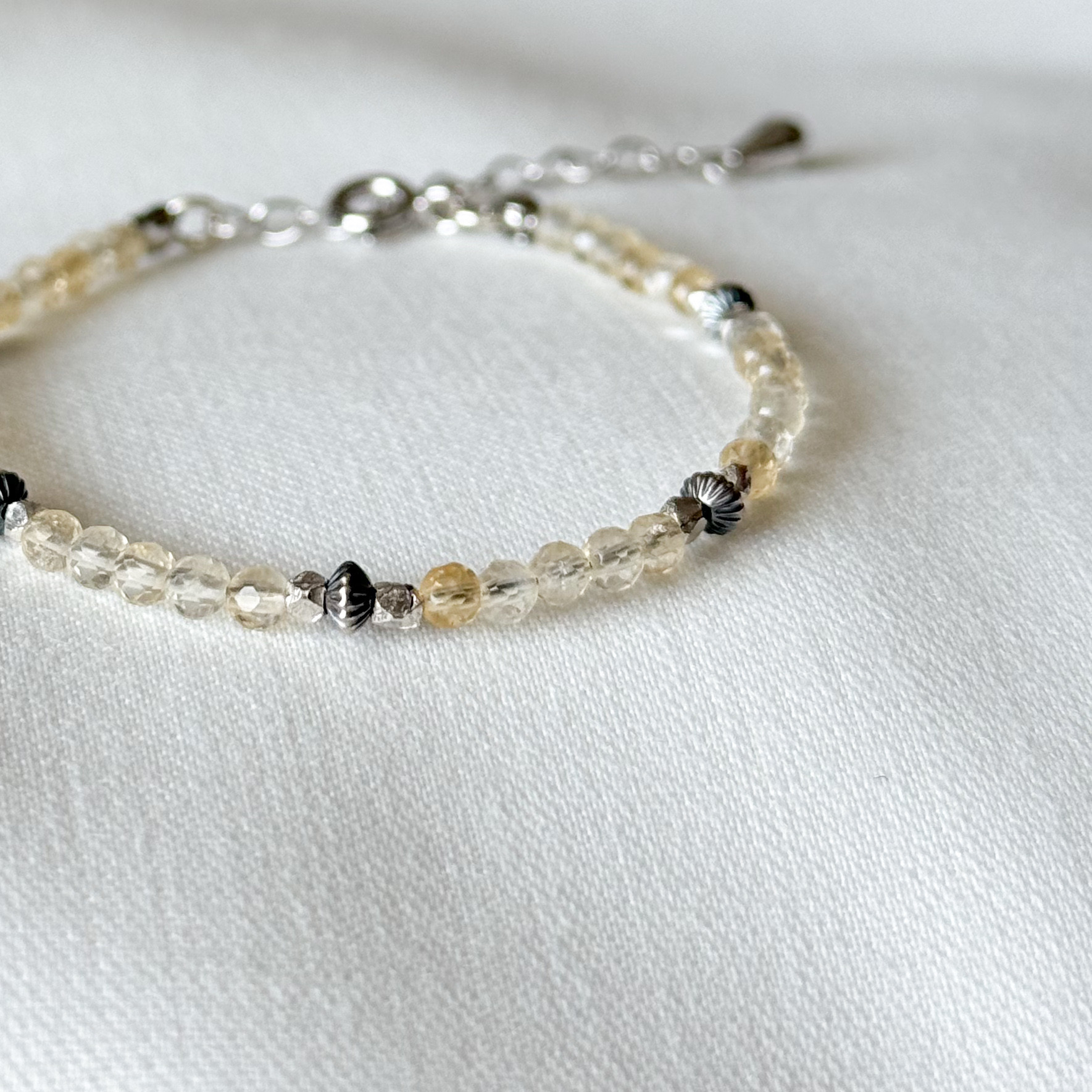 シルバー925 ナバホパール & シトリンブレスレット メンズ レディース