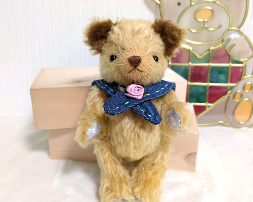 くまのぬいぐるみ ドイツ製モヘアのテディベア 豪華なゴールド生地に