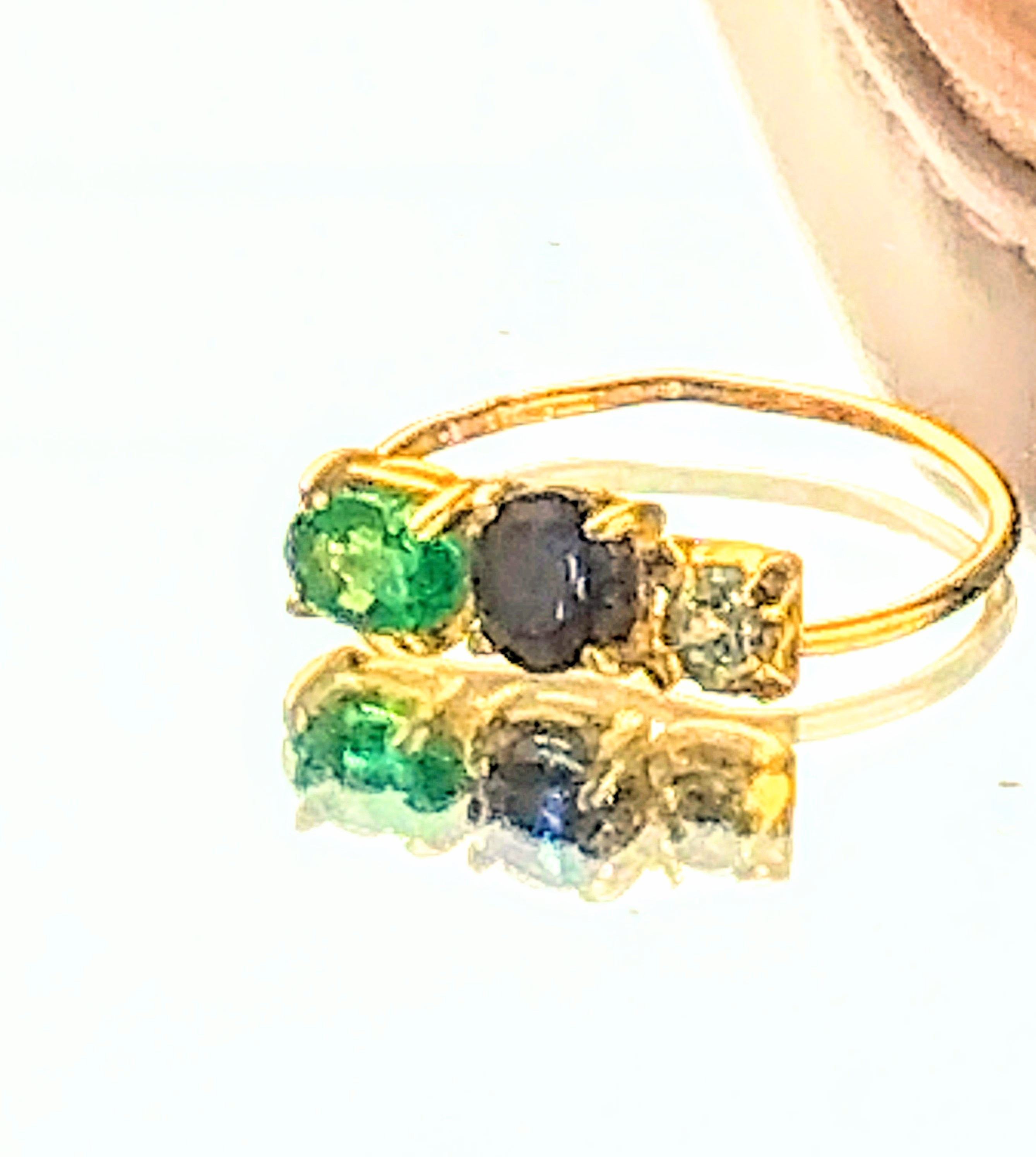 - sougen - k18gp Emerald & Sapphire & Aquamarin Ring
