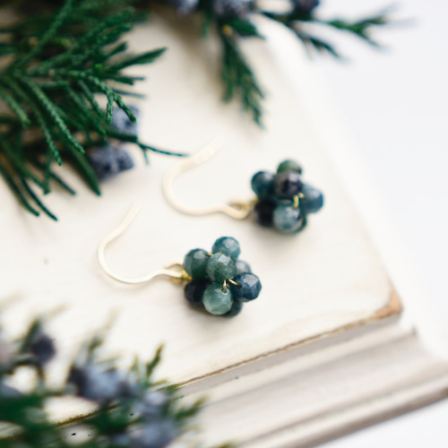 14kgfピアス】インディゴライトトルマリン 自然の深みを感じる