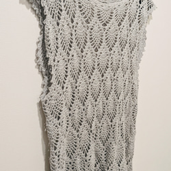 サマーニット＊かぎ針編トップス　ロング丈　夏ベスト 2枚目の画像