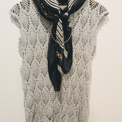 サマーニット＊かぎ針編トップス　ロング丈　夏ベスト 4枚目の画像