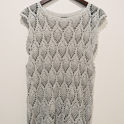 サマーニット＊かぎ針編トップス　ロング丈　夏ベスト 1枚目の画像