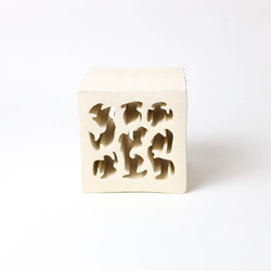 韓国インテリア ミニ・タイルテーブル【ホワイト×ブルー】302×302×302