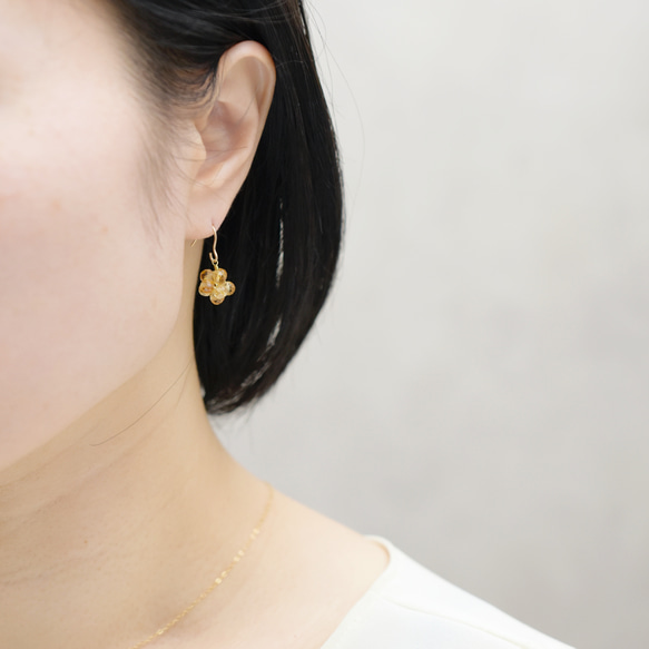 【 14kgf ピアス 】 はちみつ ハニー シトリン 実 金平糖 11月誕生石 ／ 秋の誕生石2025 3枚目の画像