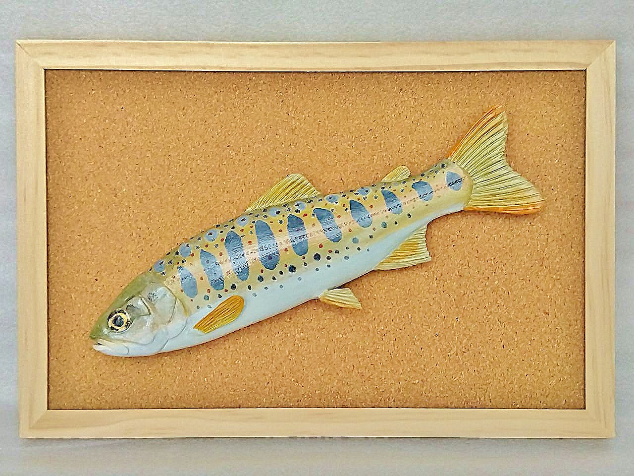 珊瑚の海に群れる魚達の立体オブジェ 海水魚 図鑑 木製フレーム