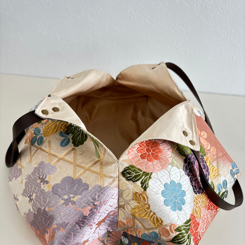 帯リメイクバッグ あずま袋、風呂敷袋、エコバッグ、ショッピング