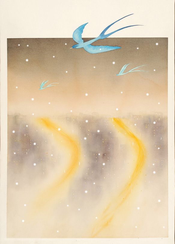 BLUE BIRD(水彩・ジグレー版画） 1枚目の画像