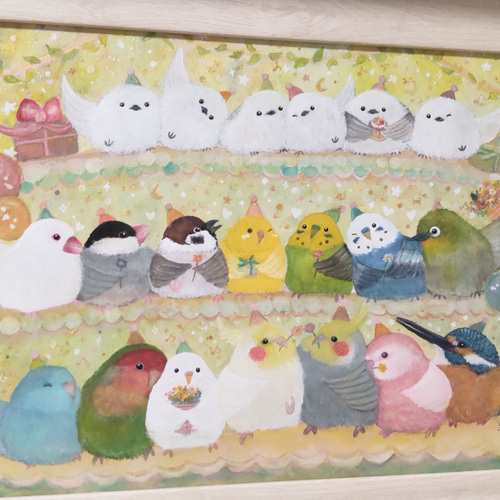 セキセイインコ 鉛筆画 A4 額装 セキセイインコ 鉛筆画 A4 額装 セキセイインコ 鉛筆画 A4 額装 絵画