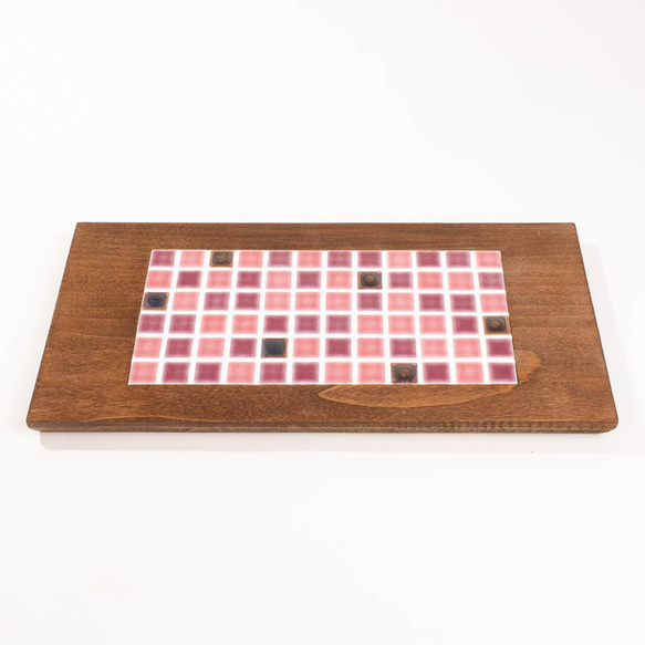 カフェトレイ｜タイルトレイ｜カフェ風｜レトロ｜150×300㎜｜ピンク 2枚目の画像