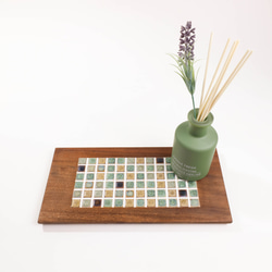 カフェトレイ｜タイルトレイ｜カフェ風｜レトロ｜150×300㎜｜グリーン 1枚目の画像