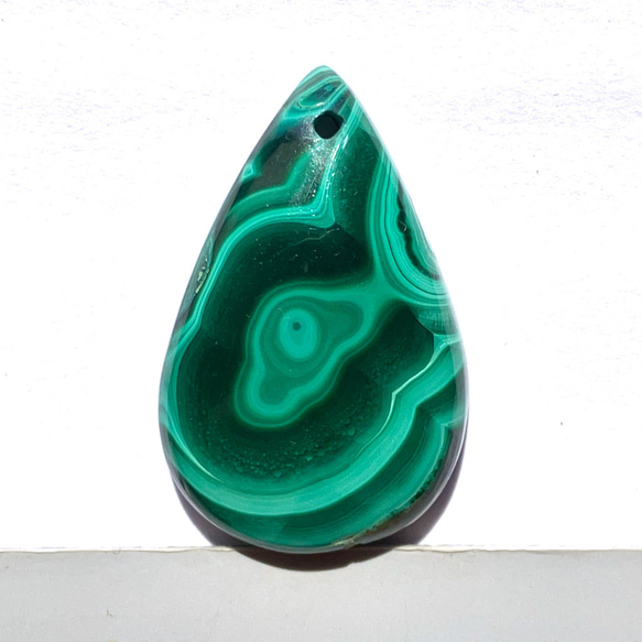 穴あき】マラカイト[138] 32x21mm 48Cts ルース ／天然石