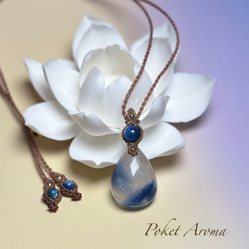 『蒼樹』カイヤナイトシリカのマクラメペンダントネックレス 蒼樹』カイヤナイトシリカのマクラメペンダントネックレス