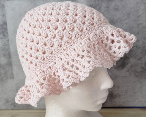 クロシェハット 手編み コットン 春夏 バケットハット クロシェ帽子