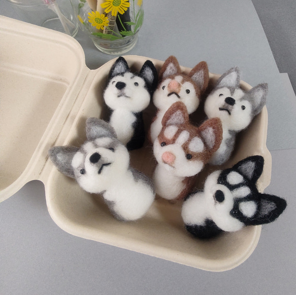 指人形　ハスキー犬のこども 3枚目の画像