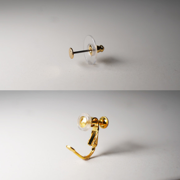 TP-261 美濃燒小花白珍珠加工耳環/耳環 [背面皮革加工] 第6張的照片