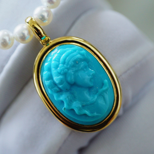 トルコ石　ターコイズ　プラチナ　ダイヤモンド　ペンダント　トップ ターコイズ（トルコ石）ペンダントトップ/K18YG/750-7.1gの買取実績と