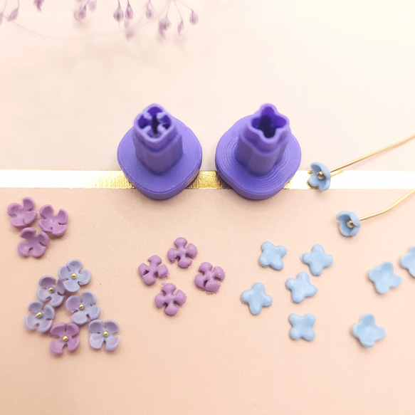 ポリマークレイカッター *フラワーモチーフ 紫陽花&ストック マイクロ