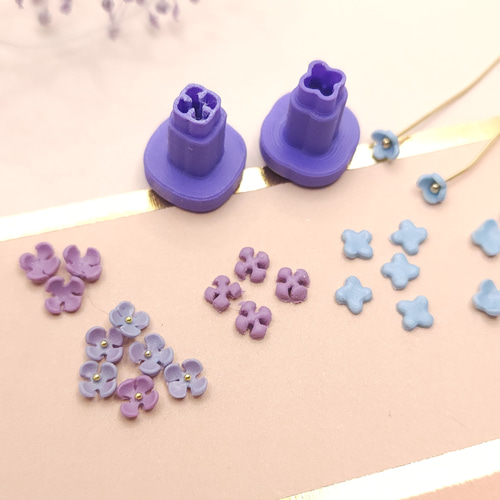 ポリマークレイカッター *フラワーモチーフ 紫陽花&ストック マイクロ