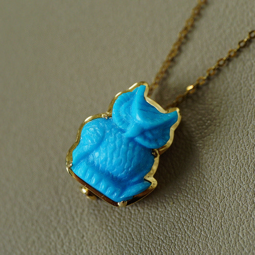 フクロウ」K18ゴールド ナチュラルターコイズ 12月の誕生石アリゾナ