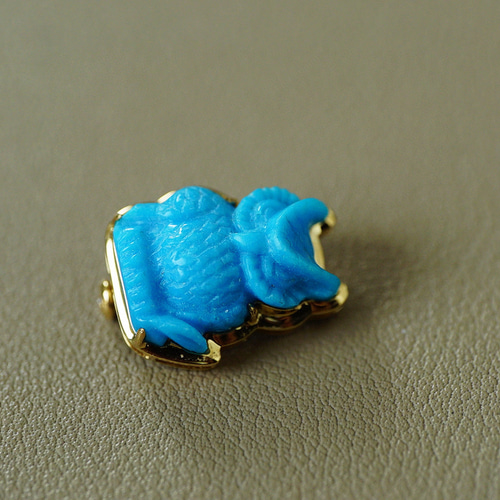 フクロウ」K18ゴールド ナチュラルターコイズ 12月の誕生石アリゾナ