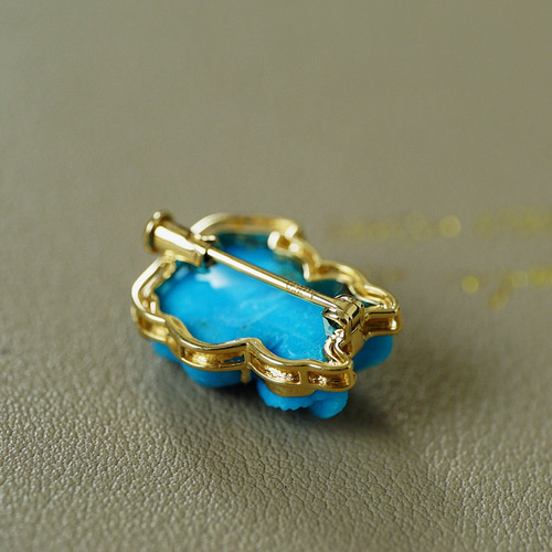 フクロウ」K18ゴールド ナチュラルターコイズ 12月の誕生石アリゾナ