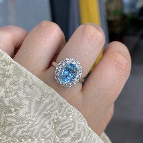 高級」K18 2.45ct天然サンタマリアアクアマリン 天然ダイヤモンド