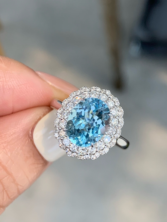 ▽ 天然ダイヤモンド付きハートアクアマリンリングk18 楽天市場