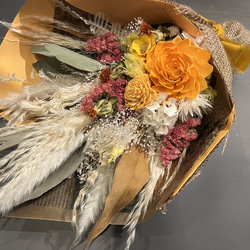 スワッグ　花束　オレンジ×ホワイト系　プレゼントにも❁ 2枚目の画像