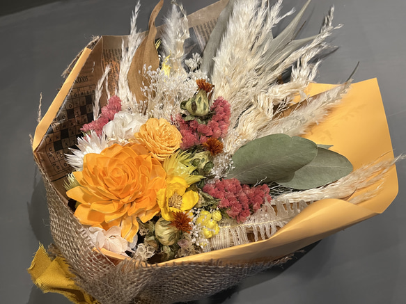 スワッグ　花束　オレンジ×ホワイト系　プレゼントにも❁ 5枚目の画像