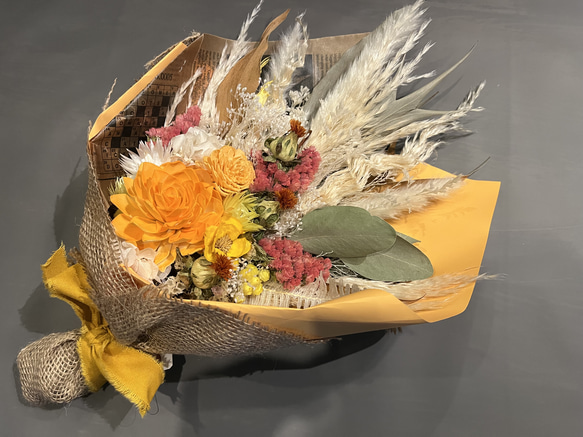 スワッグ　花束　オレンジ×ホワイト系　プレゼントにも❁ 6枚目の画像