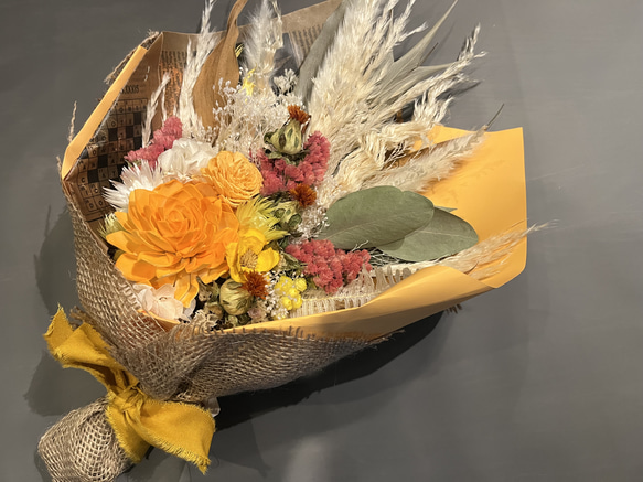 スワッグ　花束　オレンジ×ホワイト系　プレゼントにも❁ 7枚目の画像