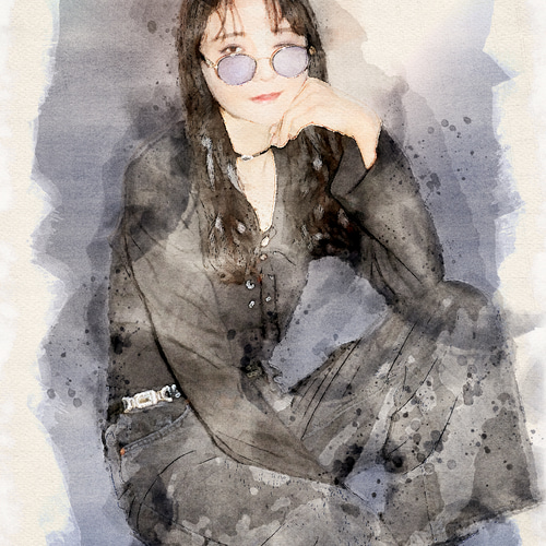 水彩画　似顔絵描きます　　(写実タイプ背景付き) 記念日に贈る水彩風似顔絵イラストを制作します #イラスト #水彩