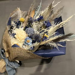 スワッグ　ドライフラワー　花束　ブルー×イエロー系 2枚目の画像