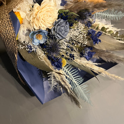 スワッグ　ドライフラワー　花束　ブルー×イエロー系 3枚目の画像