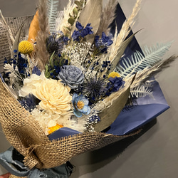 スワッグ　ドライフラワー　花束　ブルー×イエロー系 4枚目の画像