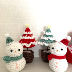 雪だるまとクリスマスツリーのセットあみぐるみ あみぐるみ あやの家