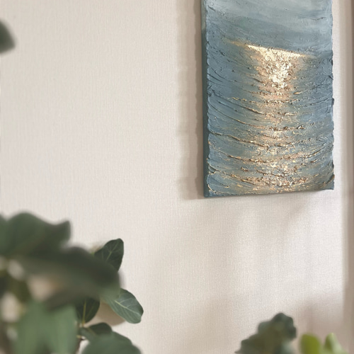 受注制作》Rising sun アートパネル 手書き ゴールド 海 波 日の出