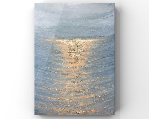 受注制作》Rising sun アートパネル 手書き ゴールド 海 波 日の出